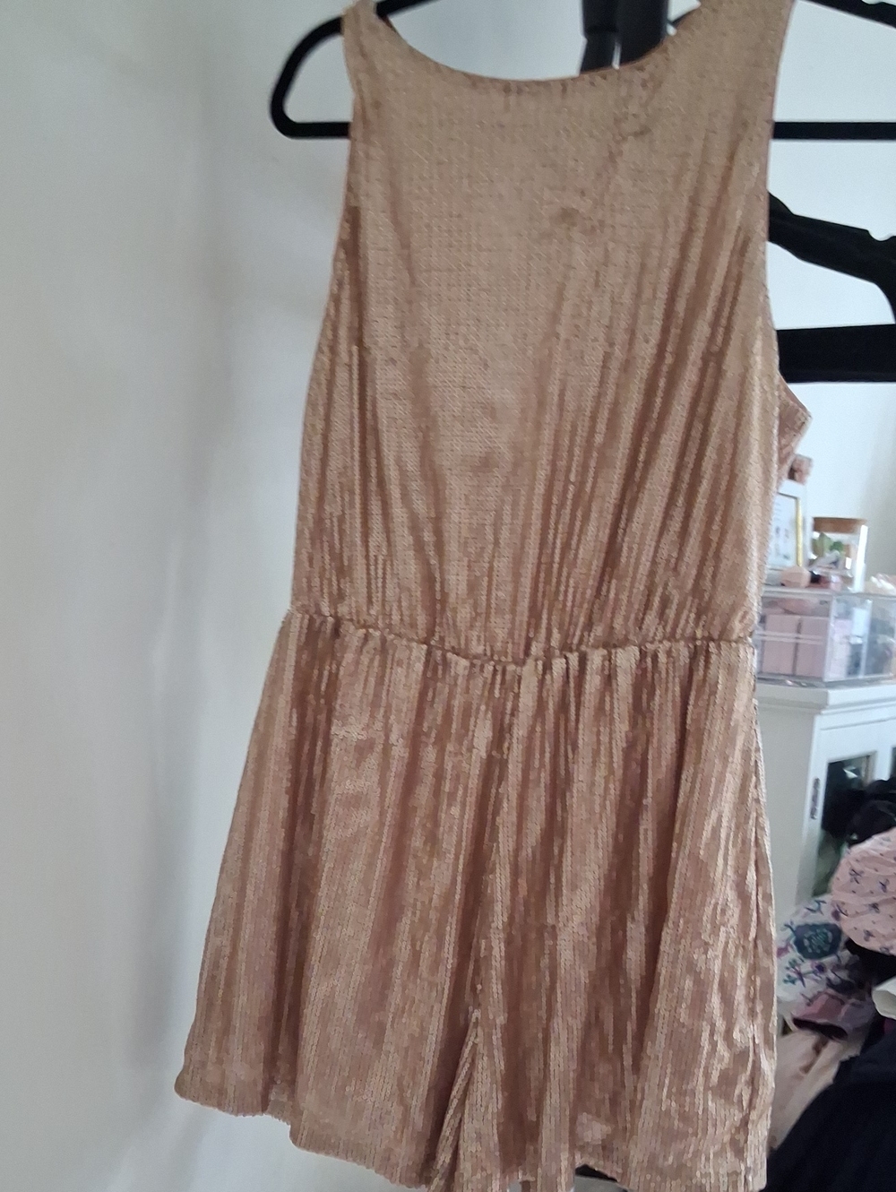 Astr Metallic Rose Gold Sleeveless Romper
